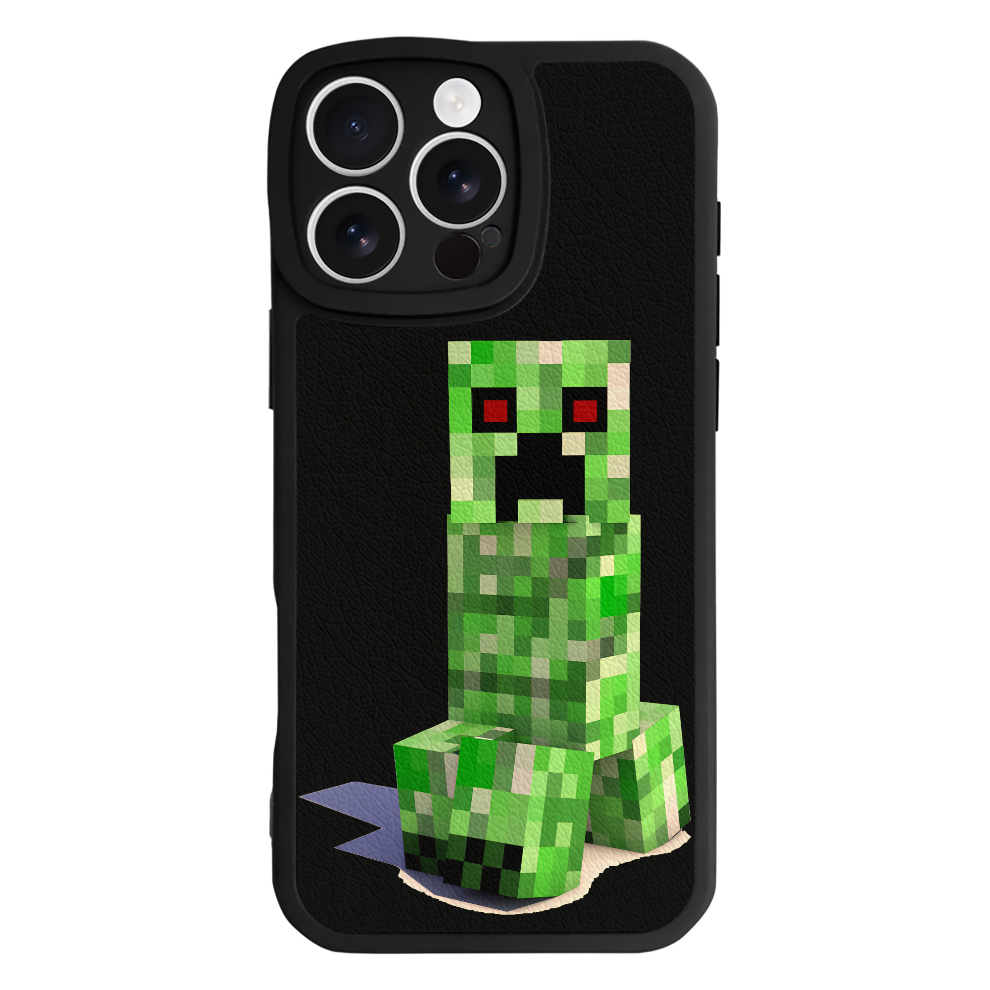 （画像用） マインクラフト ブロックの世界 Minecraft MC Block world 【iPhone 16シリーズ対応】シリコンスマホケース（レザー調） 材質：シリコン